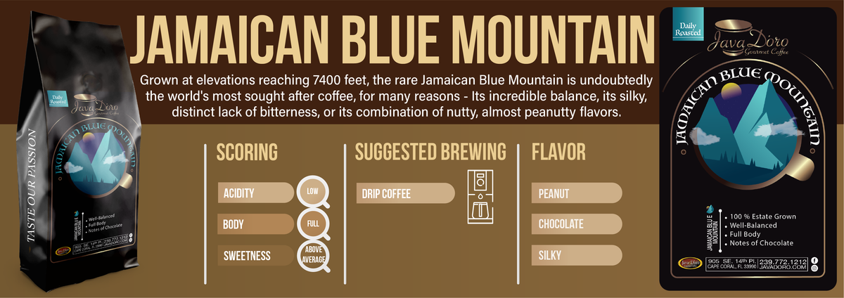 Jamaican Blue Mountain 100% - Grade 1 | Java D'oro Gourmet Coffee