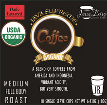 Load image into Gallery viewer, Organic Java Supreme Java D'oro Coffee Pods - 18 Count