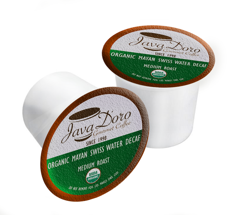 Organic Mayan Swiss Water Decaf Coffee Pods 18 Count Java D'oro Gourmet Coffee