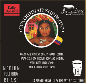Colombian Supremo Coffee Pods - 18 Count