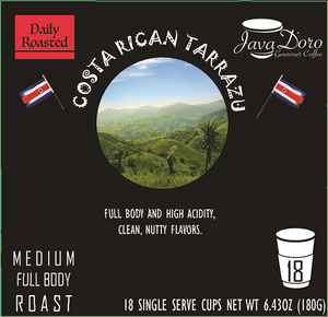 Costa Rican Tarrazu Coffee Pods - 18 Count