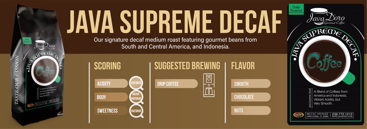 Java Coffee Decaf Java Supreme Decaf | Java D'oro Gourmet Coffee Roasters